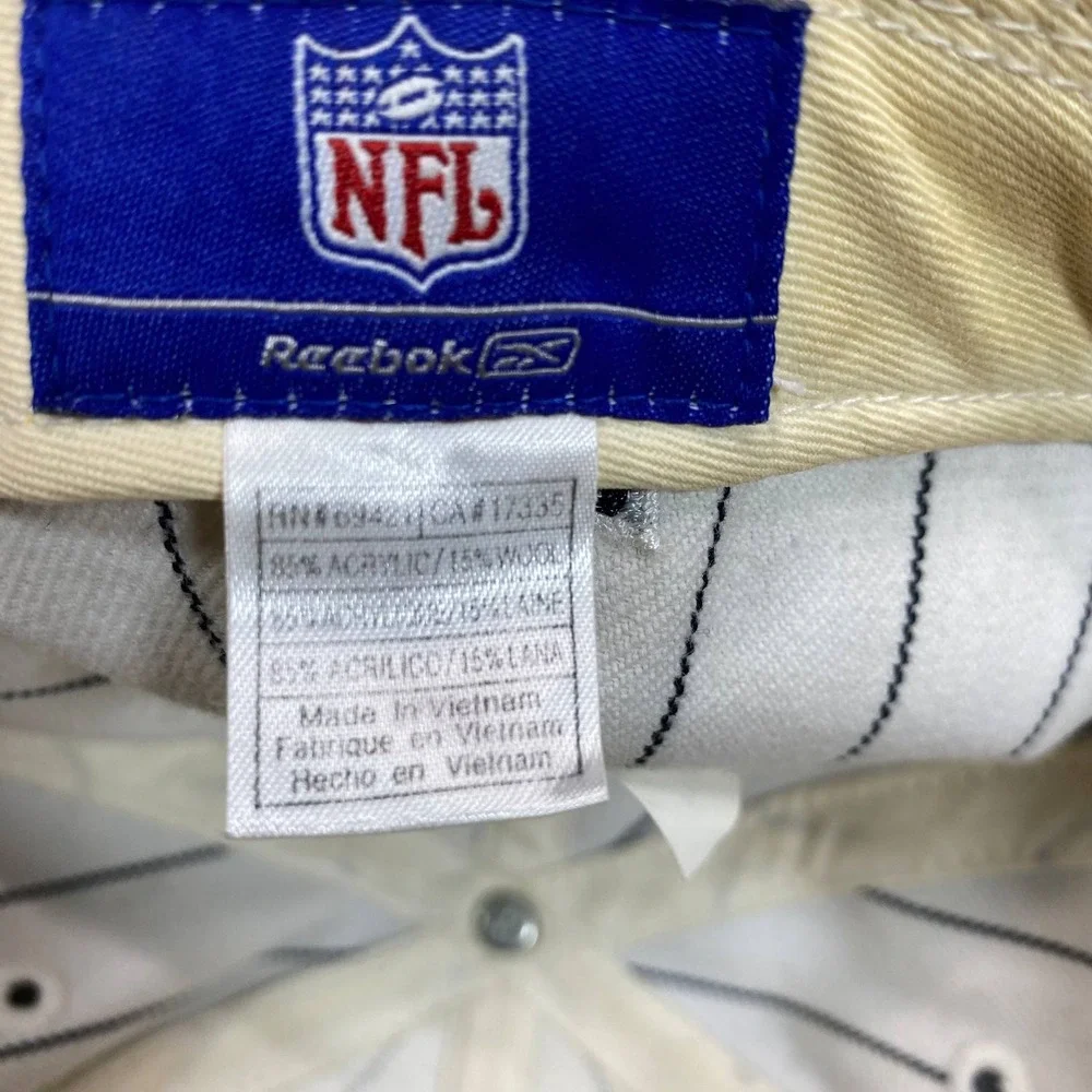 Vintage Pittsburgh Steelers Reebok Fitted Hat 7 3/8 Pinstripe White Cap NFL Wool